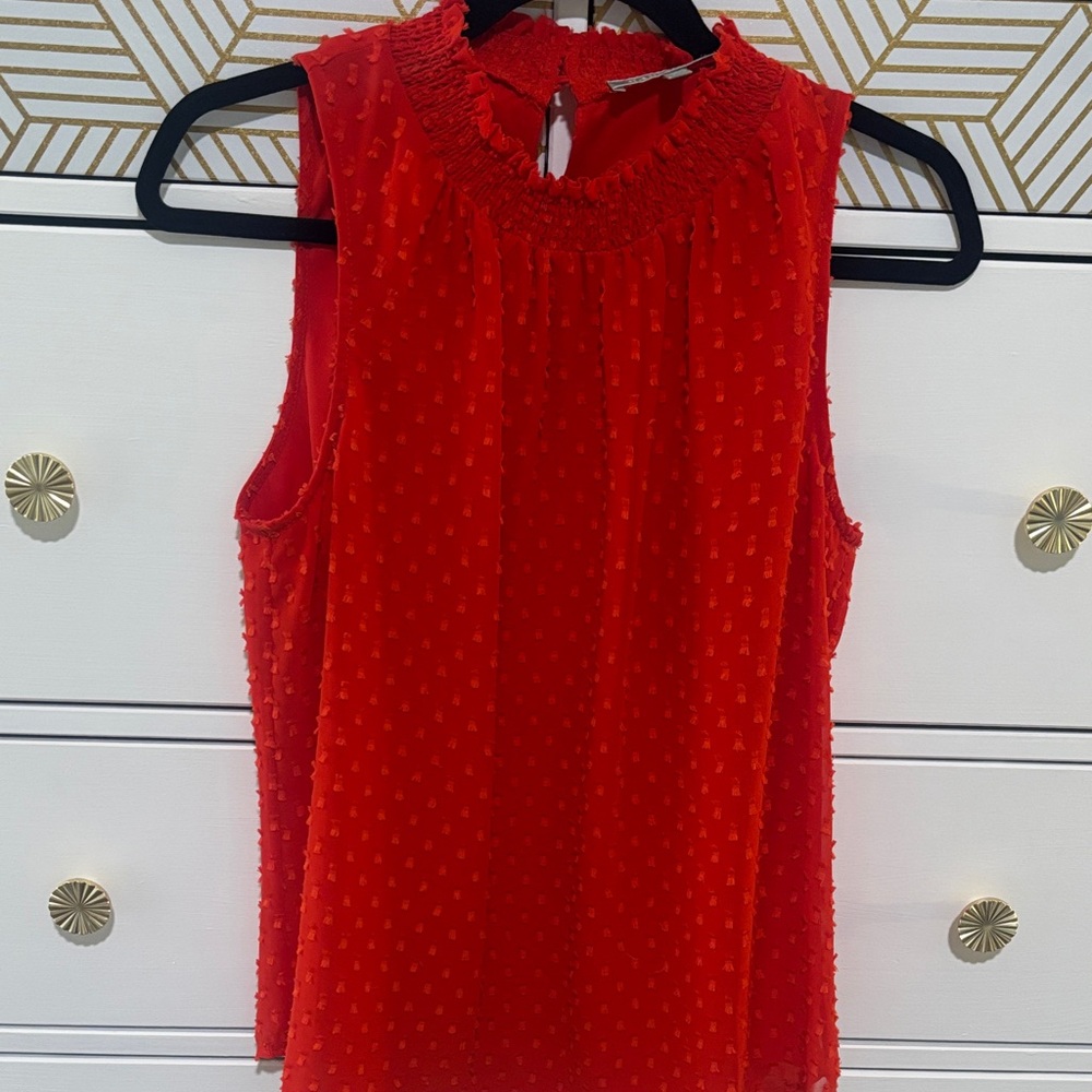 Daniel Rainn Vibrant Red Sleeveless Blouse